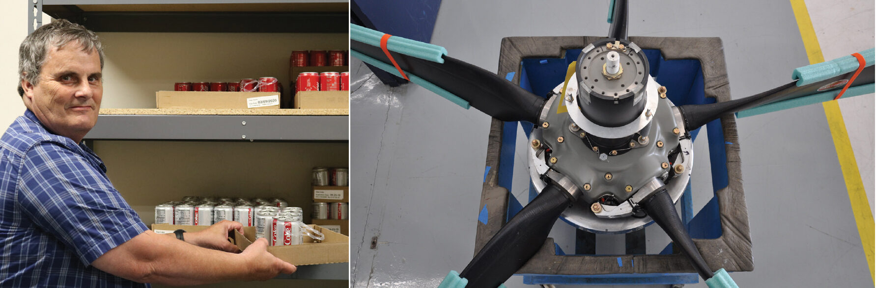 PlaneSense Parts Department team member and engine